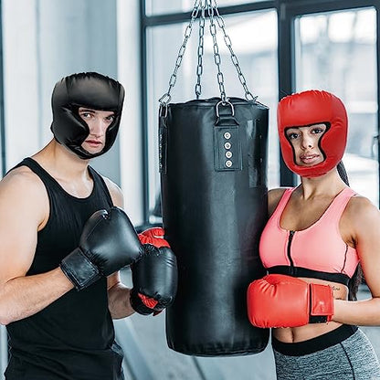 2 Pack Boxing Headgear Equipment for Taekwondo, Sparring, MMA, Muay Thai - Safety Helmet Protective Gear for Men Women Beginners - color: Black,Red