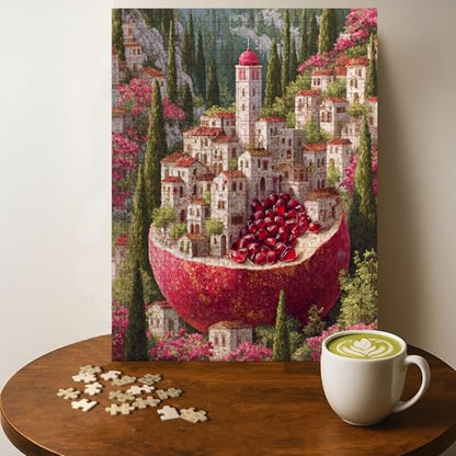 Mediterranean Gemstones Pomegranate Islamic Art HOLY Land Islam Jigsaw Puzzle - 500 Pieces Wooden Puzzle for Adults, Wall Art Gift, Finished Size: 20 x 15 Inch - color: Mediterranean Gemstones Pomegranate Islamic Art Holy Land - 500 Pieces