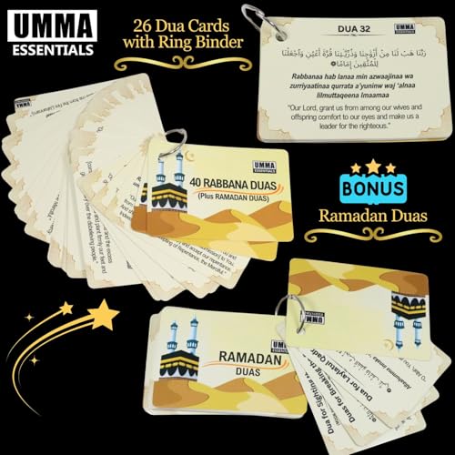 40 Rabbana Dua Cards – Arabic & English, Pocket-Sized, Includes Ramadan, Hajj & Umrah Duas, Easy-to-Read, Compact Prayer Cards for Travel, Pilgrimage & Daily Use