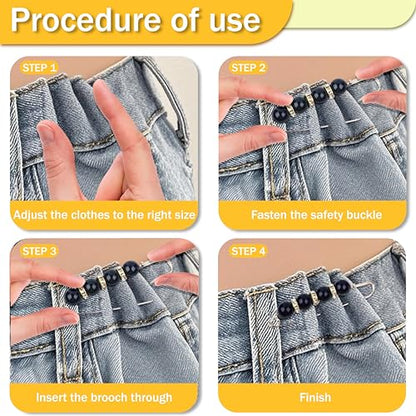 Pearl Brooches and Pins for Women, 10PCS safety pins for clothes, Multi-Style Adjustable Pant Waist Tightener with Beads, Anti-Slip Clothes Pins, Clothing Fixer Brooch for Secure Fit