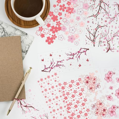 arricraft 10 Sheets Cherry Blossoms UV DTF Wraps for 16OZ Glass, Flowers Butterflies Branchs Rub on Decals PVC Transfer Stickers for DIY Cups Bottles Funiture Wood Garden Crafts Women - style: Cherry Blossoms