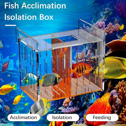 Acrylic Acclimation Box for Saltwater Fish and Reef Coral Quarantine Isolation Box for Aquarium Fish Hydroponic Plant External Breeding Box - size: 9.45inch*6.89inch*8.27inch