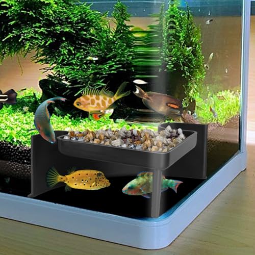 CPLIKE Underground Aquarium Cave with Viewing Window – 2-Hole Corner Fish Tank Hideout for Plecos, Cory Catfish, Kuhli Loach, Shrimp & Betta – Safe Decor for Bottom Dwellers – Sinkable & Non-Toxic - color: Two Hole Corner Cave Black Medium
