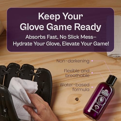 SARNA BASEBALL Glove Conditioner, Liquid, 8 Oz – Water-Based, Non-Darkening, No Sticky Residue – Glove Conditioner for Mitts, Baseball & Softball Gear Made in USA - size: 8oz Softball