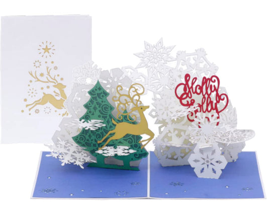 PopLife® Holly Jolly Holiday Pop Up Card - Handmade 3D Holiday Greeting, Blank Merry Christmas Note, Small Stocking Present for Friends and Family, Naughty or Nice - color: Holly Jolly Holiday