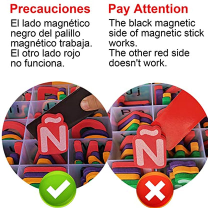 Spanish & English Magnetic Alphabet Letters & Number ABC Magnets Whiteboard, Letras Españolas Y Números Magnéticos para Niños, Educational Learning Toys for Kids Classroom Teaching Tool (4 Sets ES1) - style: 4 Sets ES1