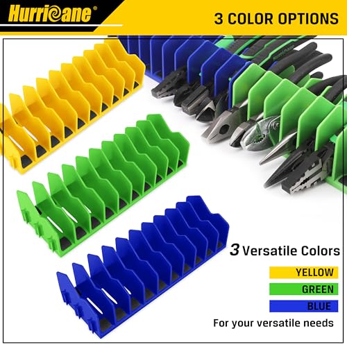 HURRICANE Plier Organizer Rack, 10-Slot Pliers Cutters Rack with Non-Slip Rubber Base, Tool Drawer Toolbox Organizer and Storage, Extendable Design, Fit 3” H, 1 Pack, Yellow - color: yellow