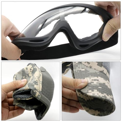 Airsoft Mask with Goggles, Foldable Half Face Airsoft Mesh Mask with Ear Protection for Paintball Shooting Cosplay CS Game - color: 3pcs-ACU+Black, size: 3pcs