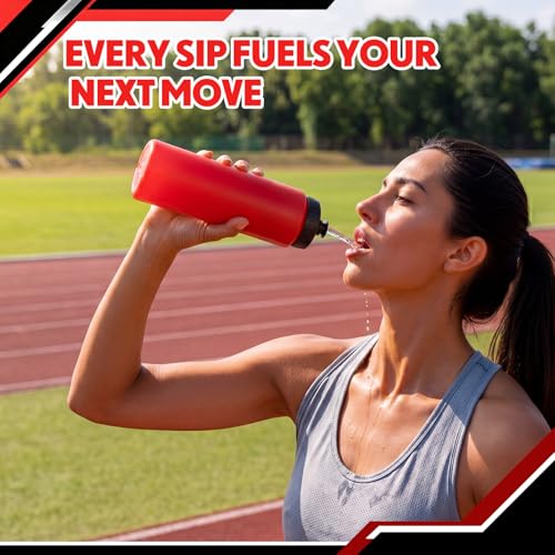 LemonRoad 12 Pack Squeeze Water Bottles Reusable 20 oz Plastic Sports Water Bottle with Pull Top Lid, Bike Cycling Gym Sport, Dishwasher Safe(Red, Black) - color: Red, Black