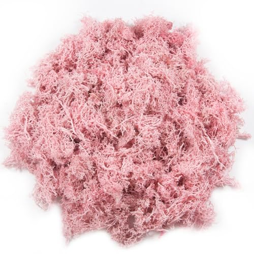 3.5oz Fake Pink Moss for Crafts | Realistic Artificial Reindeer Moss for Art, Floral Project, Table Centerpieces, Fairy Garden Accessories, Wall Decor - color: Pink