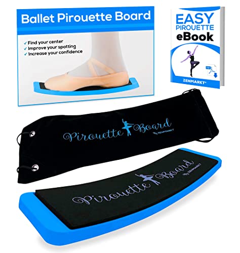 Zenmarkt Turning Board for Dancers, Cheerleaders, Gymnasts, Ice Skaters | Improve Turns, Balance & Stability — Ballet Pirouette Trainer, Figure Skating & Gymnastics Practice Board - color: Blue with Carry Bag