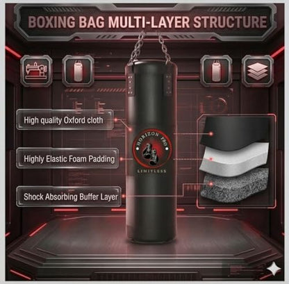 Horizon Pro LLC Punching Bag for Adults, 4ft Heavy Boxing Bag Set with 12OZ Boxing Gloves, Hanging Punching Bags for MMA, Karate, Kickboxing, Boxing, Training at Home or Gym - Unfilled
