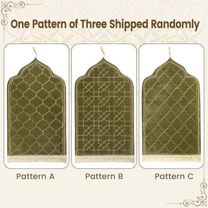 Muslim Prayer Mat for Ramadan Gifts - Thick Prayer Rug Sajadah for Kids Men Women Soft Islamic Prayer Rugs for Eid Travel Ramadan, Green - color: Green