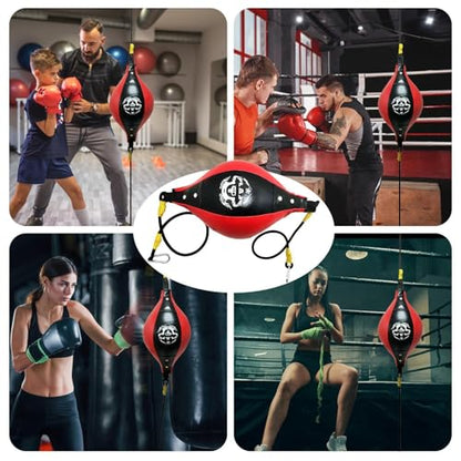 Speed Bag Stable Speed Reactive Full Body Boxing | Speed Training Boxing Ball for Home Gym, Indoor Fitness, Punching Bag Workout, Men Women Stress Relief, Cardio - color: Black red