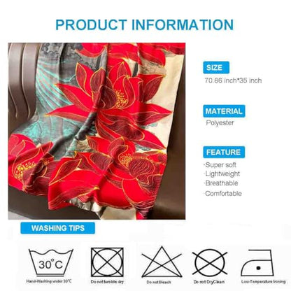 Xyueanlo Scarfs for Women Lightweight Scarves Fashion Print Floral Pattern Head Scarf Wraps Shawls - color: Red Grey