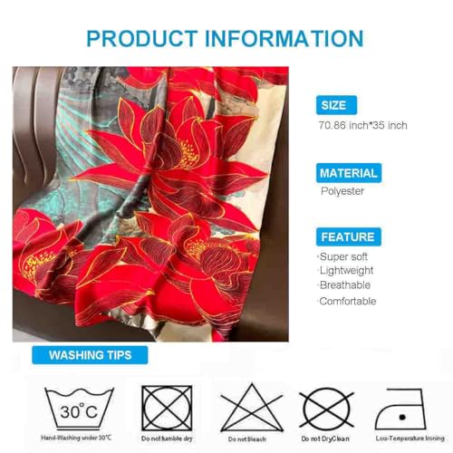 Xyueanlo Scarfs for Women Lightweight Scarves Fashion Print Floral Pattern Head Scarf Wraps Shawls - color: Red Grey