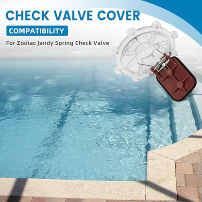 7056 2Pcs Check Valve Covers with Flapper Assembly Compatible with Zodiac Jandy Spring Check Valve Replacement# 7235,7305
