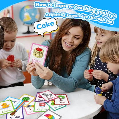 Toddler Learning Flash Cards, 60 PCS Double Sides Flashcards for Alphabets, Numbers, Colors, Shapes, Sight Words, Baby Cognitive Flashcards for Kids, Preschool Kindergarten Learning Activities - style: Alphabet Learning Cards