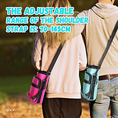 Nuovoware Water Bottle Carrier Bag, 25oz/32oz, Dusty Blue | Adjustable Shoulder Hand Strap, 2 Pocket, Neoprene Sleeve, For Hiking Travelling Camping - color: Dusty Blue, size: 25-32 Ounces - Standard