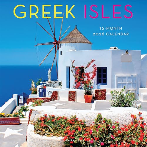 Graphique 2026 Greek Isles Wall Calendar | 12” x 12” | Thick Paper | Home & Office Organizer | Large Monthly Grid | 3 Languages & Marked Holidays | 4 Month Preview Page for 2027 - color: Greek Isles, style: NEW 2026