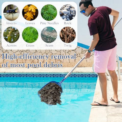 Sunnyglade 16.8x10.5in Swimming Pool Cleaner Supplies Pool Net Skimmer | Professional Heavy Duty Pool Leaf Rake Fine Mesh Frame Net/Cleaning Leaf Skim Net pool accessories pool skimmer net - size: 16.8x10.5in