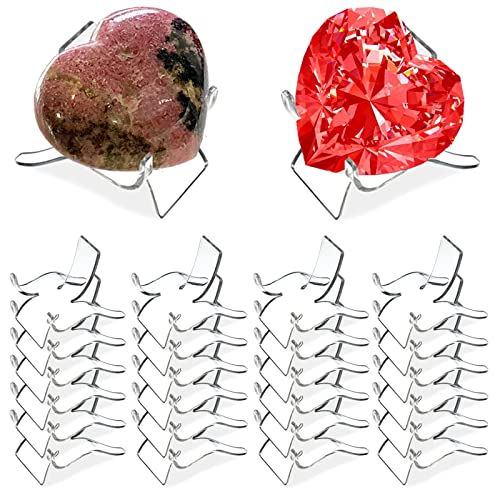 (24 PCS）Display Stand,Acrylic Rock Display stands,Clear Display Easel Stands Pedestal for Crystal Geodes Rock Mineral Agate Fossil Coral crystal/gemstone Small Collectibles Display Stands (Small) - size: Small（24 Packs）