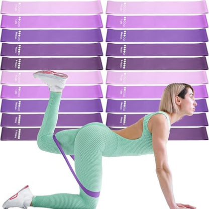 Deekin 20 Pcs Resistance Bands for Women Men 10-115 Lbs 5 Different Resistance Levels Loop Exercise Bands for Leg Working Gym - color: Purple