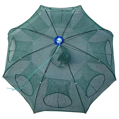 6/8/10/12 Holes Umbrella Fishing Net Cage Shrimp Fish Trap Foldable Fishing Baits Trap Crawfishes Trap Cast Net Cage - size: 8 holes