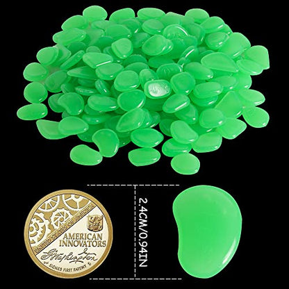 150 PCS Green Glow Rocks Luminous Stones DIY Pebbles Aquarium Garden | OSOPOLA Green Glow Rocks Luminous Stones DIY Pebbles For Aquarium Garden Path Patio FD05GR150 - color: Green/150 pcs, size: 2.5x2x0.5cm