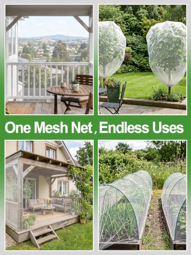 10x20ft Strong PP Nanocomposite Mosquito Net Garden Netting, White | Ultra-fine Mesh, Tear-resistant, Bird Insect Pest Barrier Screen, Patio/Balcony/Porch/Raised Beds/Tree Protection - color: White, size: 10x20 FT