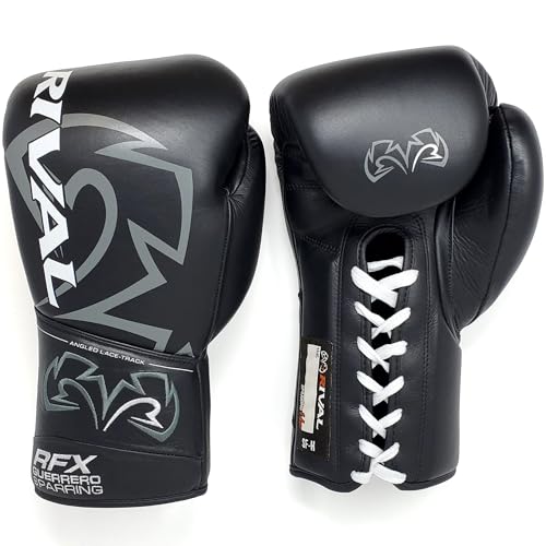 RIVAL Boxing RFX-Guerrero SF-H Lace-Up Sparring Gloves, Quilted Horsehair Padding, Laminated with a Low-Density Foam - color: Black, size: 20 oz.