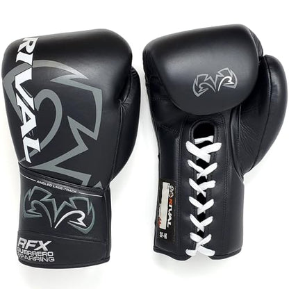 RIVAL Boxing RFX-Guerrero SF-H Lace-Up Sparring Gloves, Quilted Horsehair Padding, Laminated with a Low-Density Foam - color: Black, size: 20 oz.