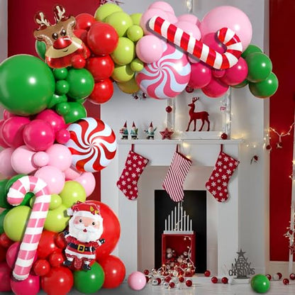 Christmas Arch Kit, Red Pink Green Latex Balloon Garland for Xmas Party - color: Christmas 1
