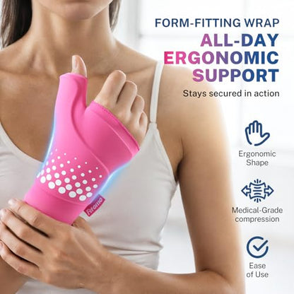 Thumb & Wrist Ice Pack Wrap, Thickened Ice Gel Pad, Ergonomic Fit, Long Lasting Cold & Warm for Carpal Tunnel Relief, Arthritis, Computer Overuse Injuries, Post-Surgery, Post-Workout, Pink, Size L/XL - size: L/XL, style: Pink
