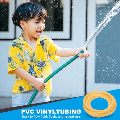 PATIKIL Rubber Tubing, 14mmx18mmx5m Tubing Tube with Hose Clamps, Soft Hose Line Pipe for Multipurpose Industrial Aquarium, Yellow - size: 14mmx18mmx5m