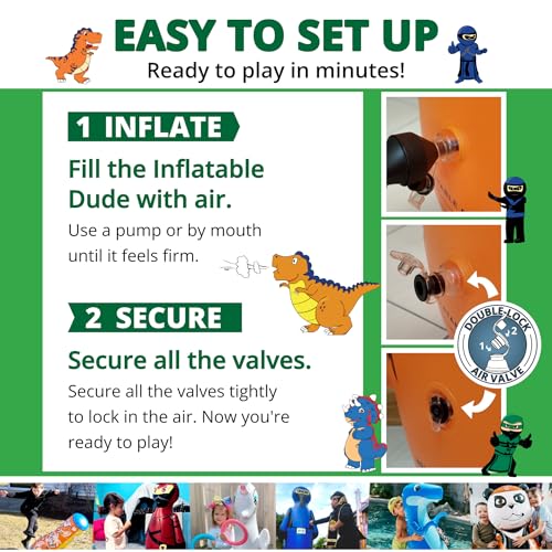 INFLATABLE DUDES Green Ninja Toy 47” - Kids Punching Bag | Sand-Base | Bop Bag, Pre-filled with Sand, Inflatable Toy, Punching Bag for Kids, Enhanced Bounce-Back Action, Indoor/Outdoor - color: Green Archer Standard Ninja | Pre-filled with Sand
