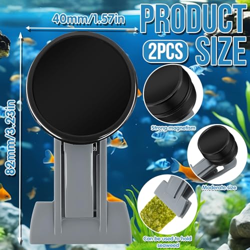 2Pcs Goldfish Feeder, Saltwater Aquarium Accessories Supplies Algae Magnet Seaweed Feeder Aquarium Magnetic Clips, Fish Tank Feeding Ring Suitable for Aquatic Pets - color: 2Pcs