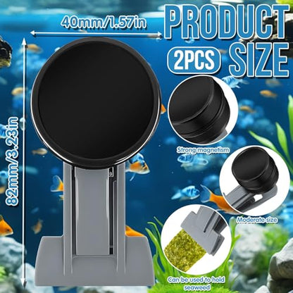 2Pcs Goldfish Feeder, Saltwater Aquarium Accessories Supplies Algae Magnet Seaweed Feeder Aquarium Magnetic Clips, Fish Tank Feeding Ring Suitable for Aquatic Pets - color: 2Pcs