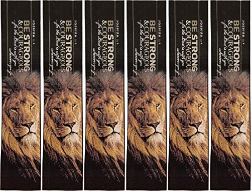 Be Strong & Courageous, Bulk Pack of 6 Woven Fabric Christian Bookmarks, Silky Soft Joshua 1:9 Flexible Bookmarker for Novels Books and Bibles, Religious Memory Verse Gift - color: Be Strong & Courageous, size: 6 Pack