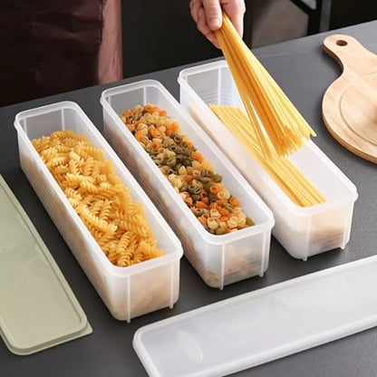 3 Pack Stackable Food Storage Containers - 1500ml (51oz) Fridge Organizer with Removable Drain Plate & Lid for Fish, Meat, Fruits, Vegetables