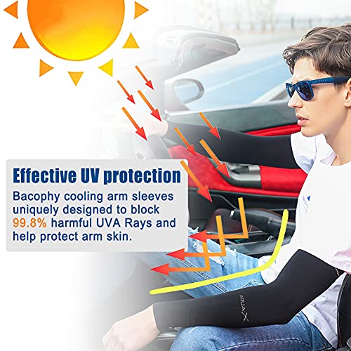 Bacophy 3/6 Pairs UV Protection Cooling Arm Sleeves Women Men, UPF 50 Arm Cover - color: 3-pairs Black+grey+white