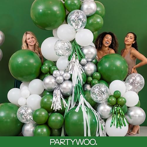 PartyWoo Dark Green Balloons 128pcs Emerald Hunter Forest Green Color - color: Green-y56