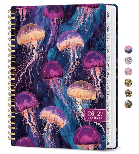 Planner 2026–2027, Academic Monthly Weekly Spiral Calendar, July 2026 – June 2027, Hardcover Agenda Notebook with Tabs, 6.3" x 8.5", Perfect for Students, Teachers, School & Daily Planning - Ocean Glow - color: W-Ocean Glow, size: (6.3"x8.5")a5