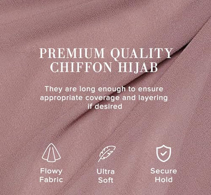 Premium Chiffon Hijab Scarf for Women Lightweight Non Slip Fashion Scarves - color: Earth Grey, size: 1 Pack
