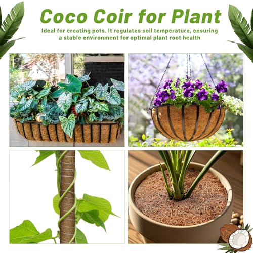 Remiawy Coco Liner Roll, 16 x 120 Inch Coconut Fiber Liners for Planters, Natural Coco Coir Mats Sheet for Flower Basket, Garden Decoration, Reptile Carpet, Animal Pet Pad, Window Box, DIY Moss Pole - size: 16x120 Inch
