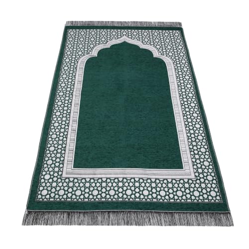 Islamic Prayer Rug Elegant Masjid Pattern Thin Mat Muslim Portable Blanket Ramadan Eid Gift Rug Turkish Prayer Carpet - Green 1pc - color: 1pc Greenc