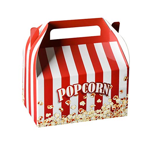 Hammont Paper Treat Boxes - (10 Pack) - Party Favors Treat Container Cookie Boxes Cute Designs Perfect for Parties and Celebrations 6.25" x 3.75" x 3.5" (Popcorn) - color: Popcorn