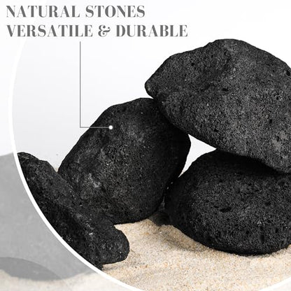 6.1-8.1 Inches Natural Black Lava Rock, 4 PCS Large Aquarium Rocks for Aquascaping, Terrariums, Reptile Tanks & Aquarium Décor - size: 6.1-8.1 in