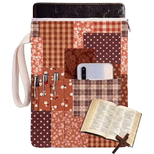 Gilprop Bible Book Sleeve 11" x 9" Brown Spliced Style Quilted Zippered - style: Brown Spliced Style