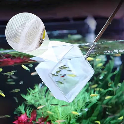 4 Pcs Square Shrimp Net, Stainless Steel Fish Tank Nets, Fish Net for Fishes Tank, Extendable Handle Small Fishes Nets for AquariumTank Pond